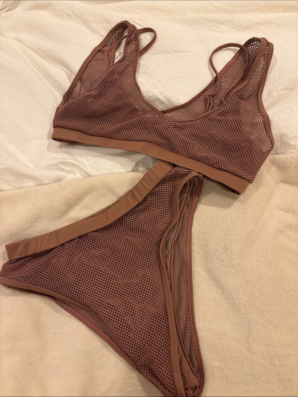 Tobi Mauve-Brown Mesh Bikini 2 piece set size s small